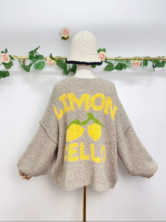 Gilet "Limoncello" en Maille Crochet - Made in Italy, Motifs Citron Douillet et Chaleureux